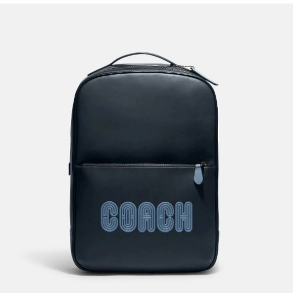 Coach Mens Westway Backpack Blue Colorblock Smooth Leather Bookbag $498 - Picture 1 of 5